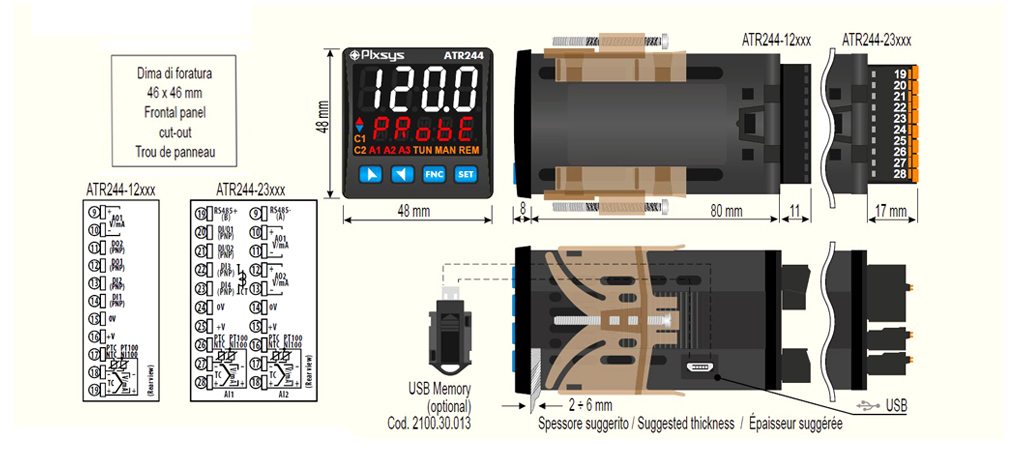 Controlador PID ATR244 de la marca Italiana Pixsys