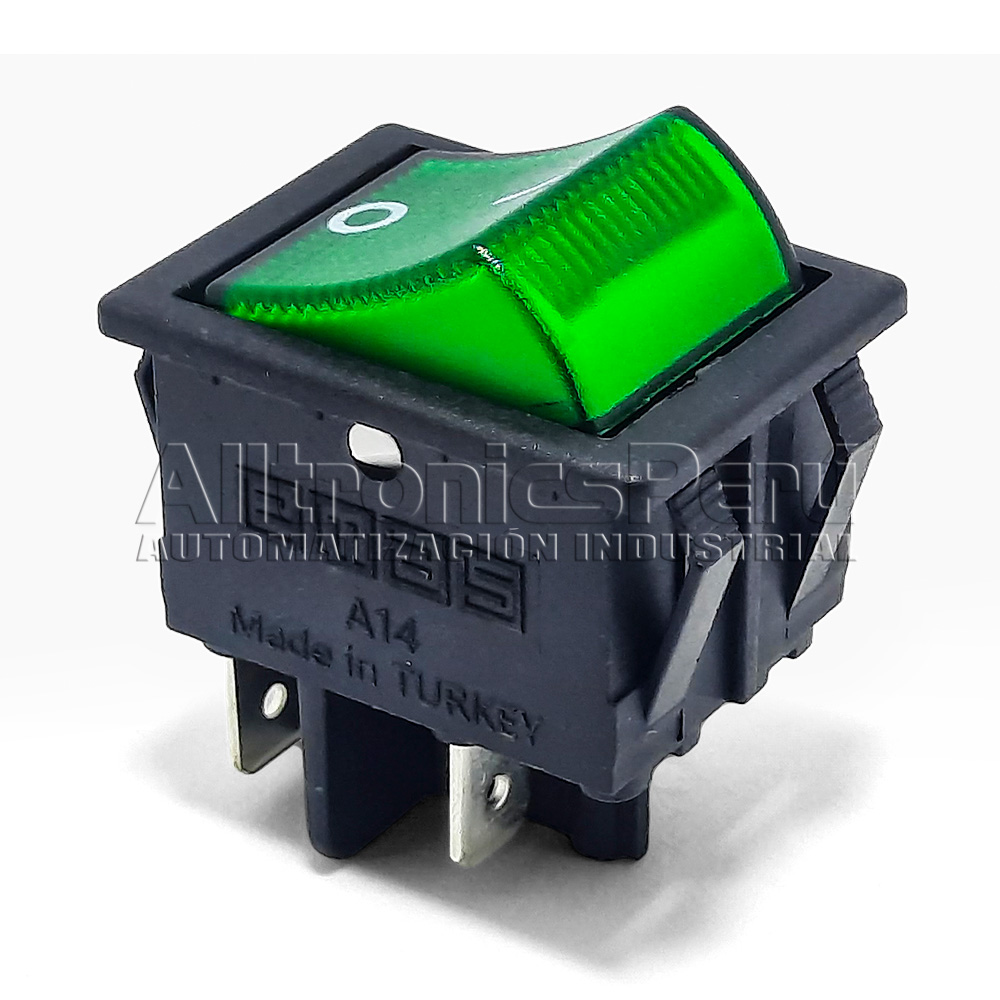 Serie A14 – Modelo A14B1Y11 Interruptor verde iluminado